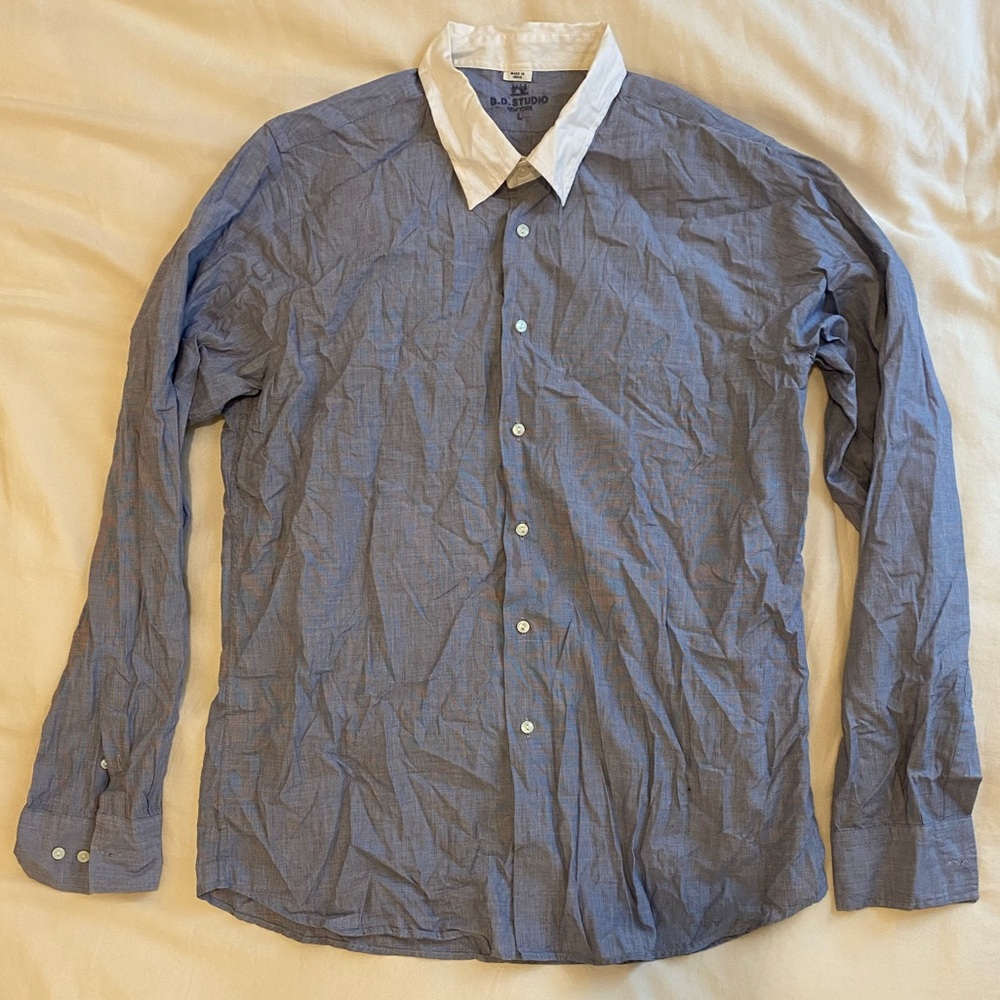 B.D. Studio New York Designer Boutique Blue Dress Shirt- Size L